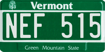 VT license plate NEF515