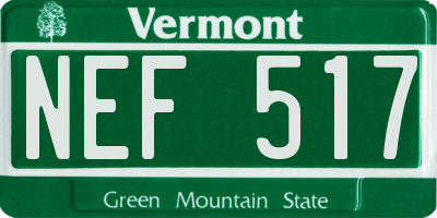 VT license plate NEF517