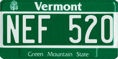 VT license plate NEF520