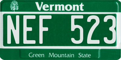VT license plate NEF523