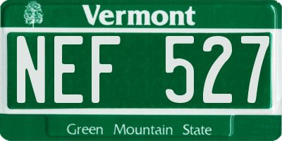 VT license plate NEF527