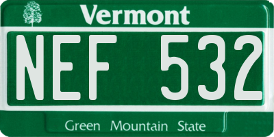 VT license plate NEF532