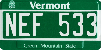 VT license plate NEF533