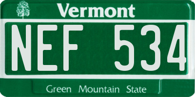 VT license plate NEF534