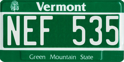 VT license plate NEF535