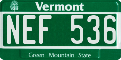 VT license plate NEF536