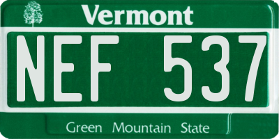 VT license plate NEF537