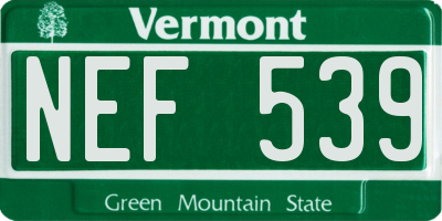 VT license plate NEF539