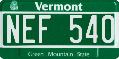 VT license plate NEF540