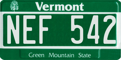 VT license plate NEF542