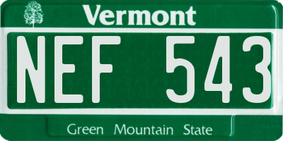 VT license plate NEF543