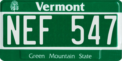 VT license plate NEF547