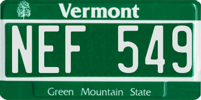 VT license plate NEF549
