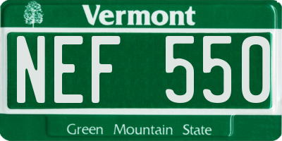 VT license plate NEF550