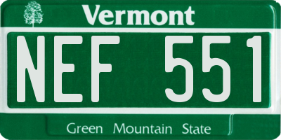 VT license plate NEF551