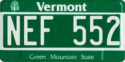 VT license plate NEF552