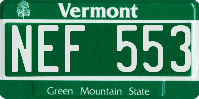 VT license plate NEF553