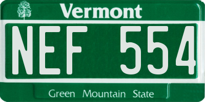 VT license plate NEF554