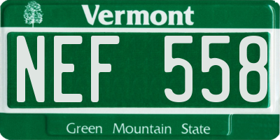 VT license plate NEF558