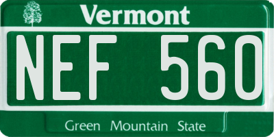 VT license plate NEF560