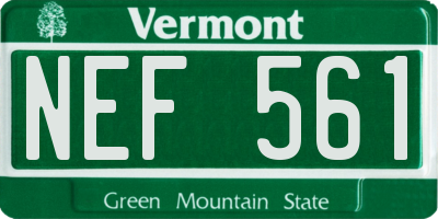 VT license plate NEF561