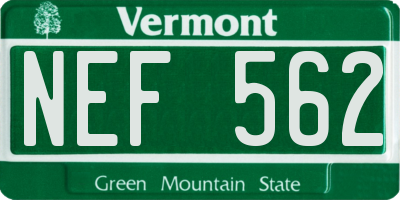 VT license plate NEF562