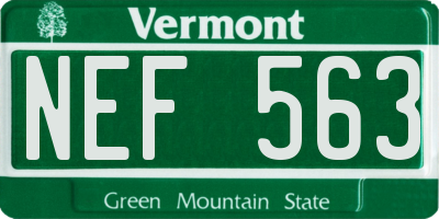 VT license plate NEF563