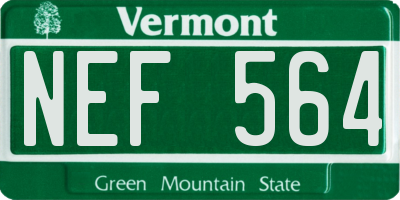 VT license plate NEF564