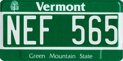 VT license plate NEF565