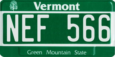 VT license plate NEF566