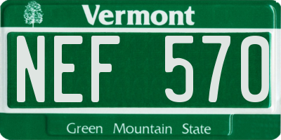 VT license plate NEF570
