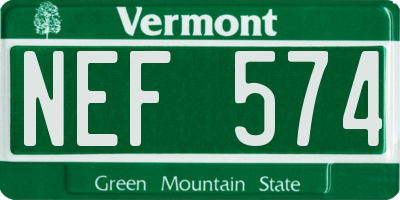VT license plate NEF574