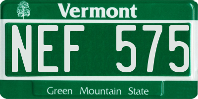 VT license plate NEF575
