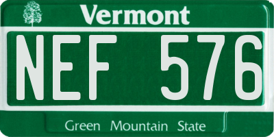 VT license plate NEF576