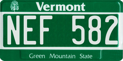 VT license plate NEF582