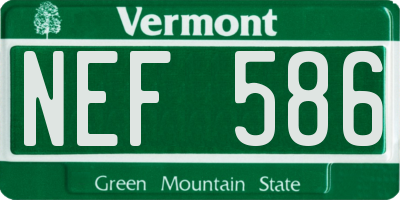 VT license plate NEF586