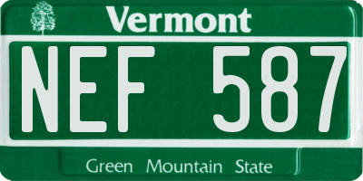 VT license plate NEF587