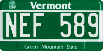 VT license plate NEF589