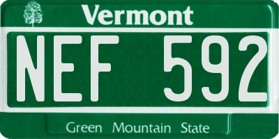 VT license plate NEF592