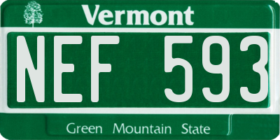 VT license plate NEF593