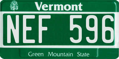 VT license plate NEF596