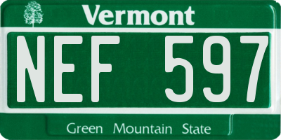VT license plate NEF597