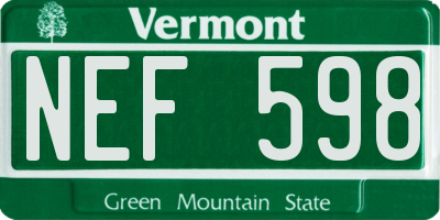 VT license plate NEF598
