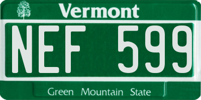 VT license plate NEF599