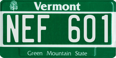 VT license plate NEF601