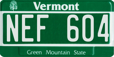 VT license plate NEF604