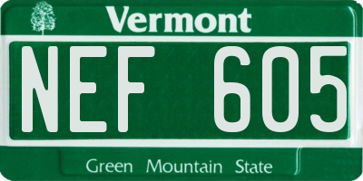 VT license plate NEF605