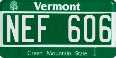 VT license plate NEF606