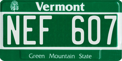 VT license plate NEF607
