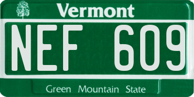 VT license plate NEF609